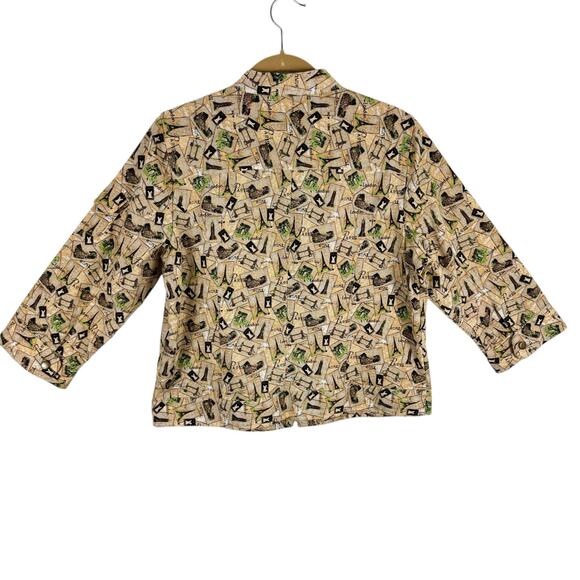 Christopher & Banks Paris Eiffel Tower 3/4 Sleeve Full Zip Linen Cotton Jacket L - Picture 2 of 8